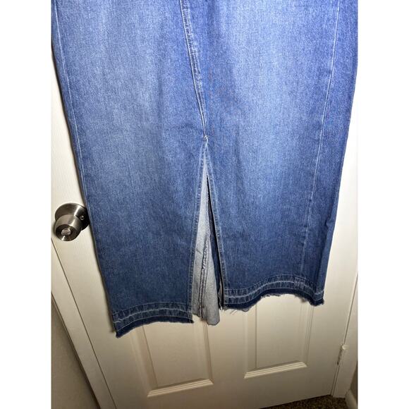 Gap Long denim skirt raw hem front split size 10 NWT - Picture 6 of 10